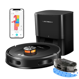 LDS Robot Vacuum Cleaner & Mop Combo Liectroux T9, Laser Lidar SLAM Navigation, Smart Home Wet & Dry Cleaning, With Self Empty Station, Multi-Floor Maps Storage, 6.5KPa Strong Suction, Carpet Boost, Anti-Tangle Brushes, Dual-Band WiFi 2.4/5GHz